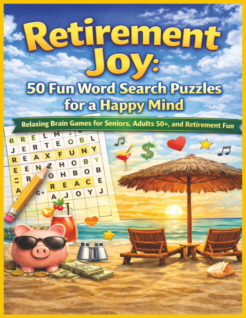Retirement Joy: 50 Fun Word Search Puzzles for a Happy Mind: Relaxing Brain Games for Seniors, Adults 50+, and Retirement Fun