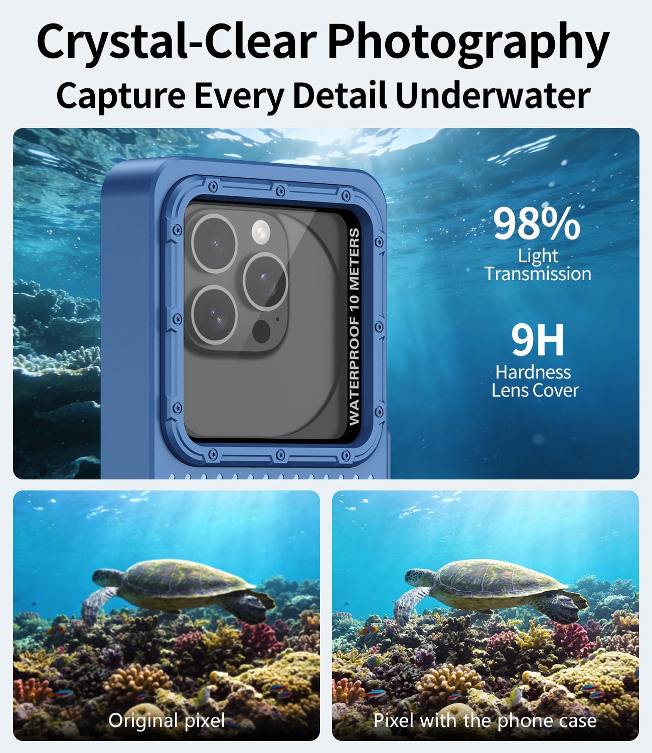 Custodia impermeabile subacquea per telefono, touchscreen subacqueo per nuoto e snorkeling, custodia universale per foto e video subacquee per iPhone Galaxy Xiaomi Series e tutti gli smartphone
