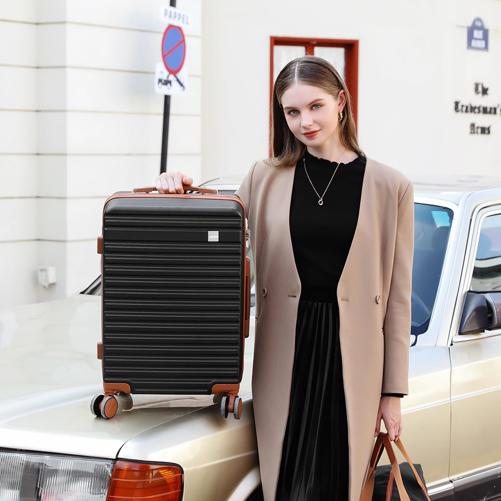 Joyway Valigia Bagaglio a Mano, Piccolo Bagaglio con Blocco a Combinazione TSA e Quattro Ruote Rotanti, Leggero Bagaglio a Guscio Duro con Borsa a Mano e Borsa Cosmetica