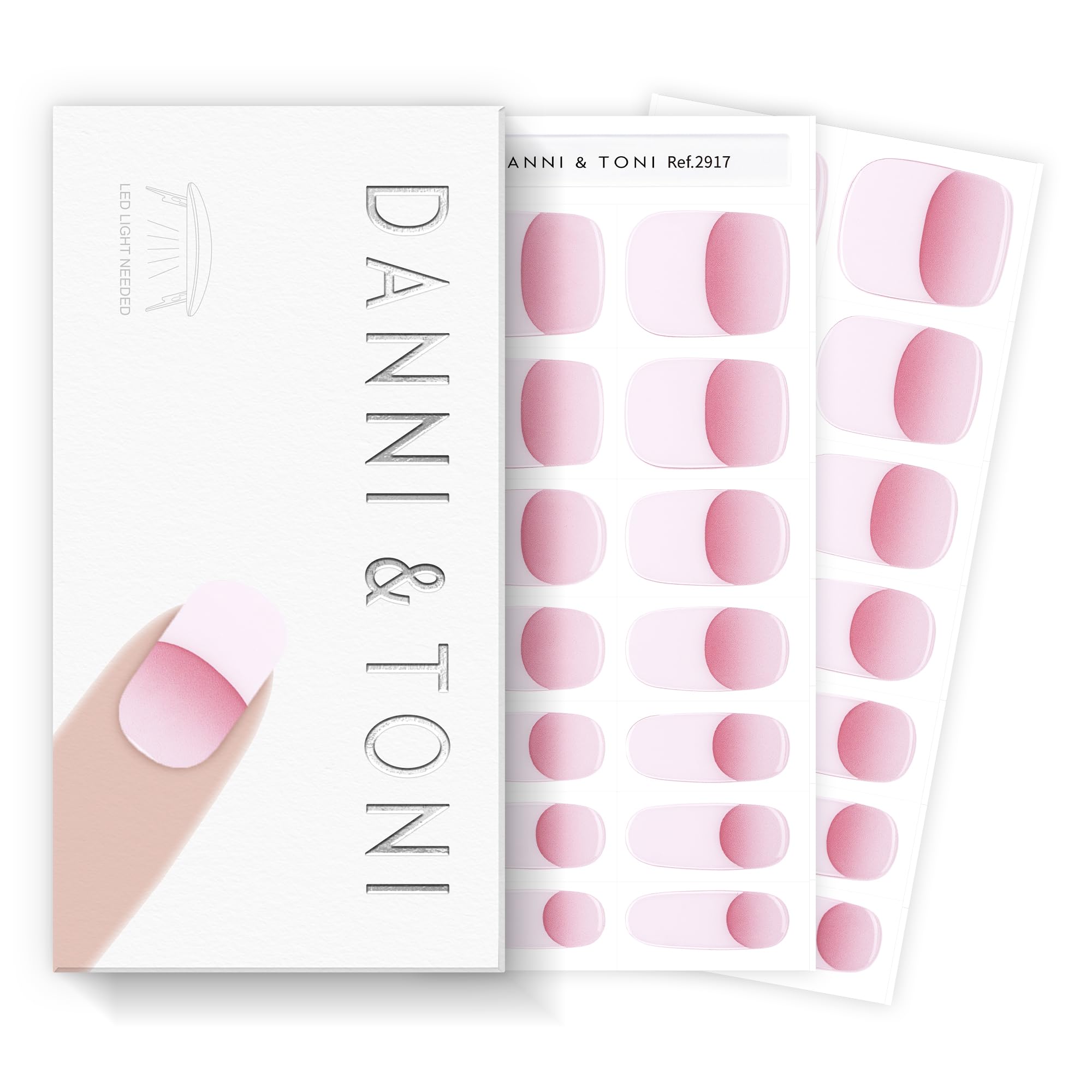 DANNI & TONI Halb ausgehärtete Gel Nagelfolien (Jelly French) Rosa Französisch-Stil uv Gel Nagelfolie Nagelsticker Nagelstreifen Nageldesign Selbstklebend Nail Wraps 28 Aufkleber