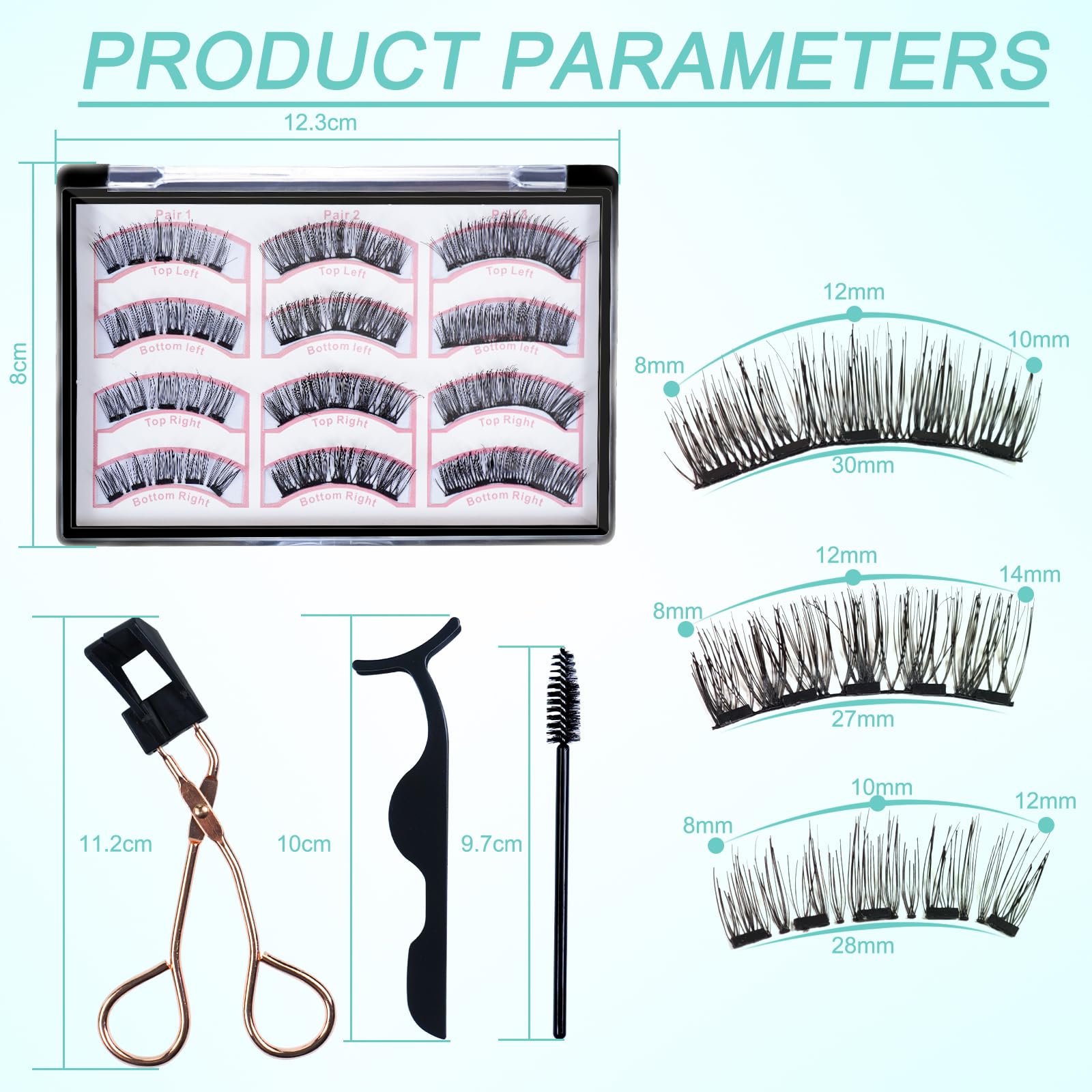 Pestañas Postizas Magneticas, 12 Piezas Reutilizables 3D Magnetic Fake Eyelashes, Aspecto Natural y Larga Duración No Requiere Pegamento, Impermeable, Confortable Fácil Usar