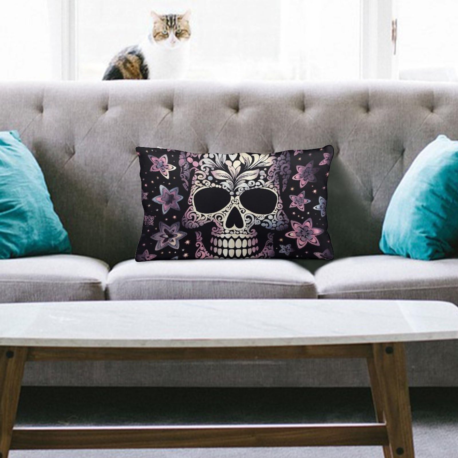 NTVOWPZO Decoration Throw Pillow Covers 8"x12" Pillowcases Covers Cool Skull Soft Pillowcases Modern Farmhouse Home Decor Sofa Cushions Covers for Couch Bed Living Room