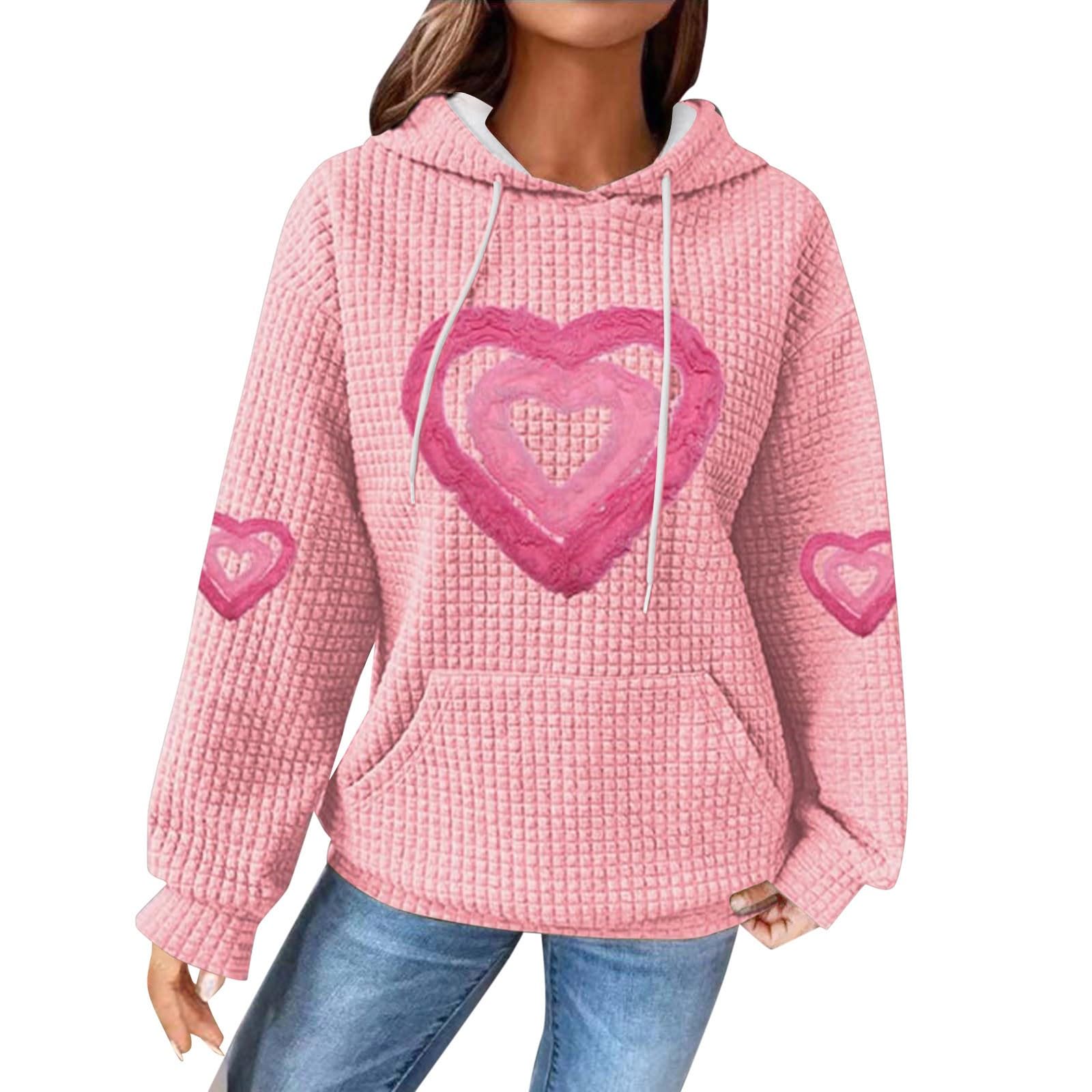 Kaschmir Pullover Damen Hoodie Damen, Hoodie Damen Oversize Waffel Katzen Druck Pullover Sweatshirt mit Kapuze Langarm Kapuzenpullover mit Tasche Kordelzug Hoody Damen Oversized Langarmshirt