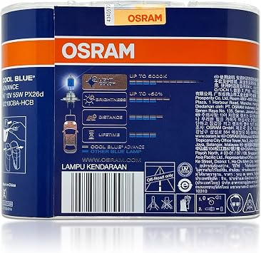 Osram H7 12V 55W 5000K 62210CBA Cool Blue Advanced Auto Lamp Halogen Headlight 2X