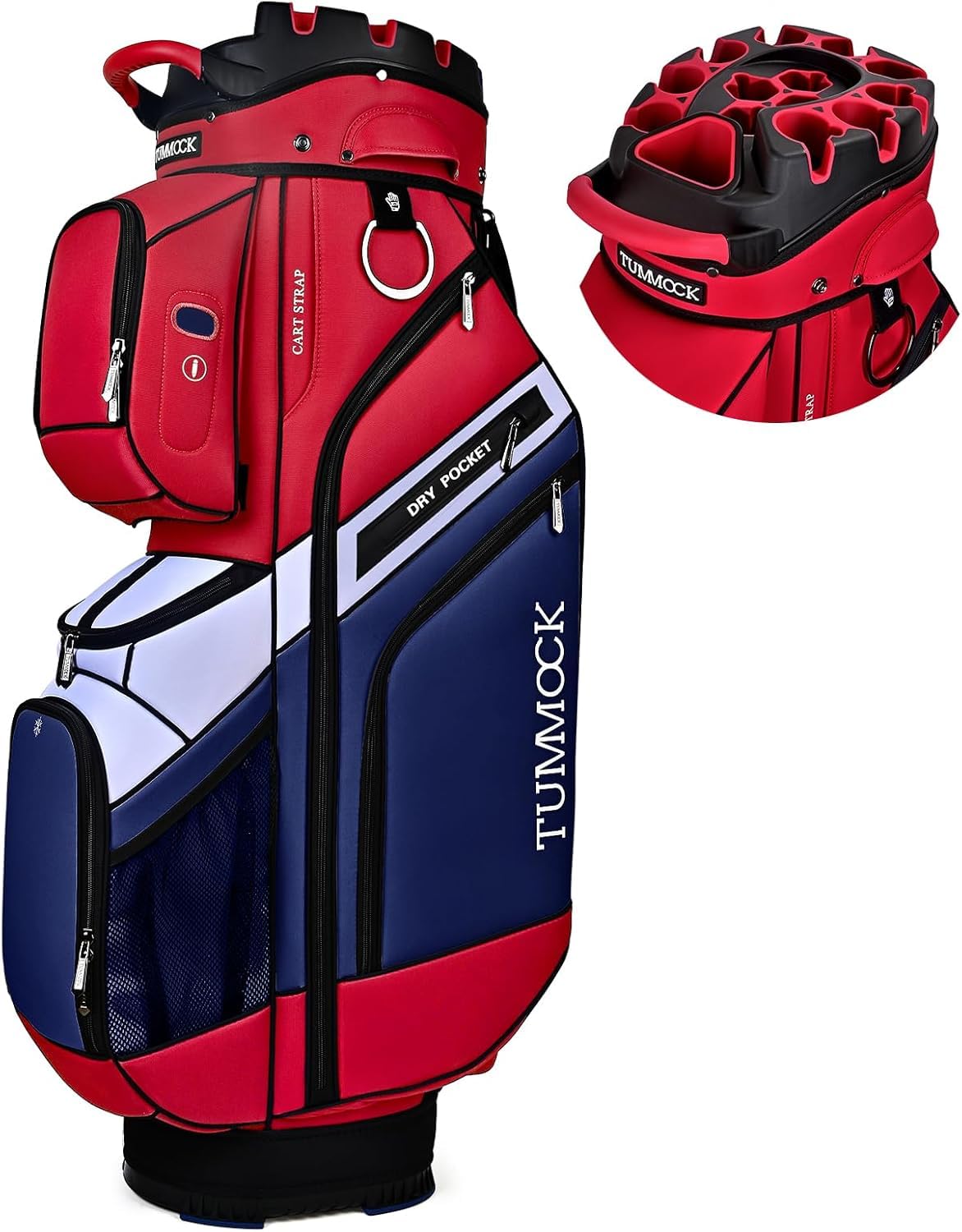 golf cart bag, 14-way top divider with multiple storage pockets, lightweight & durable golf bag for men, cart-friendly design