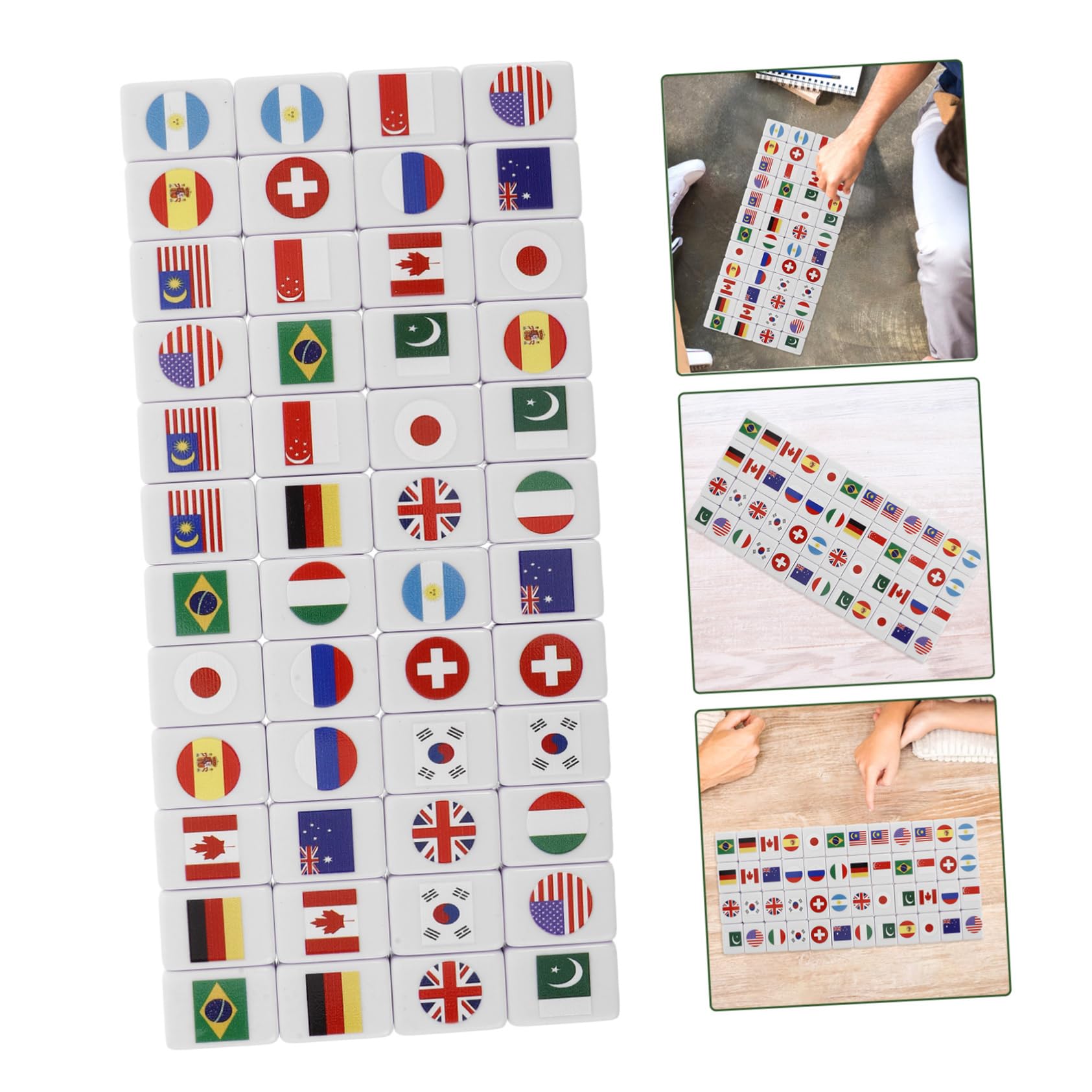 VICASKY Set de 48 Piezas de Mahjong Diseño de Bandera Nacional para Adultos y Niños, Juegos Familiares Mahjong Modos de Juego Variados y Reglas Fáciles de Aprender