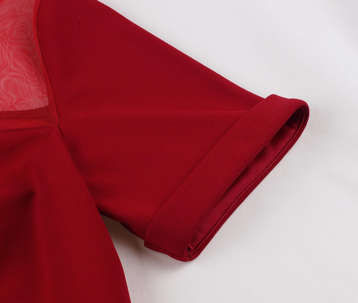 Wellwits Women's Shirt Button up Mesh Insert Work Vintage Dress - Image 6