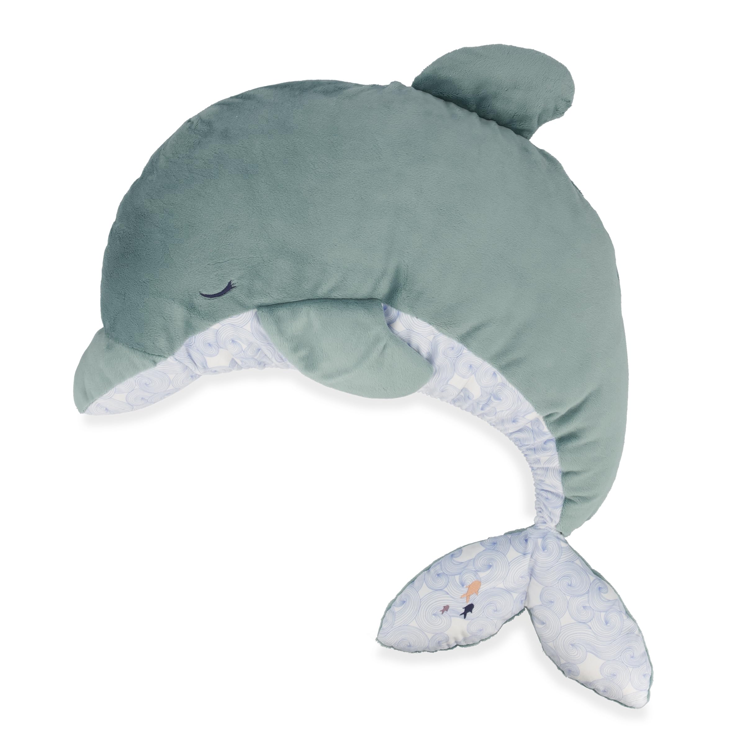 KALOO - Petit Calme - Peluche Delfín Verde 60 cm - Peluche Calmante Bebé - Peluche Suave Grande Evolutivo con Bolsita de Lavanda - Desde el Nacimiento, K211000