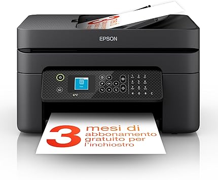 Epson Workforce WF-2930DWF Stampante Multifunzione A4 a getto d'inchiostro (Stampa Fronte Retro, Scansione, Copia, Fax) Display LCD 3.7cm, ADF, WiFi, Ethernet, Stampa da mobile e su Cloud, AirPrint