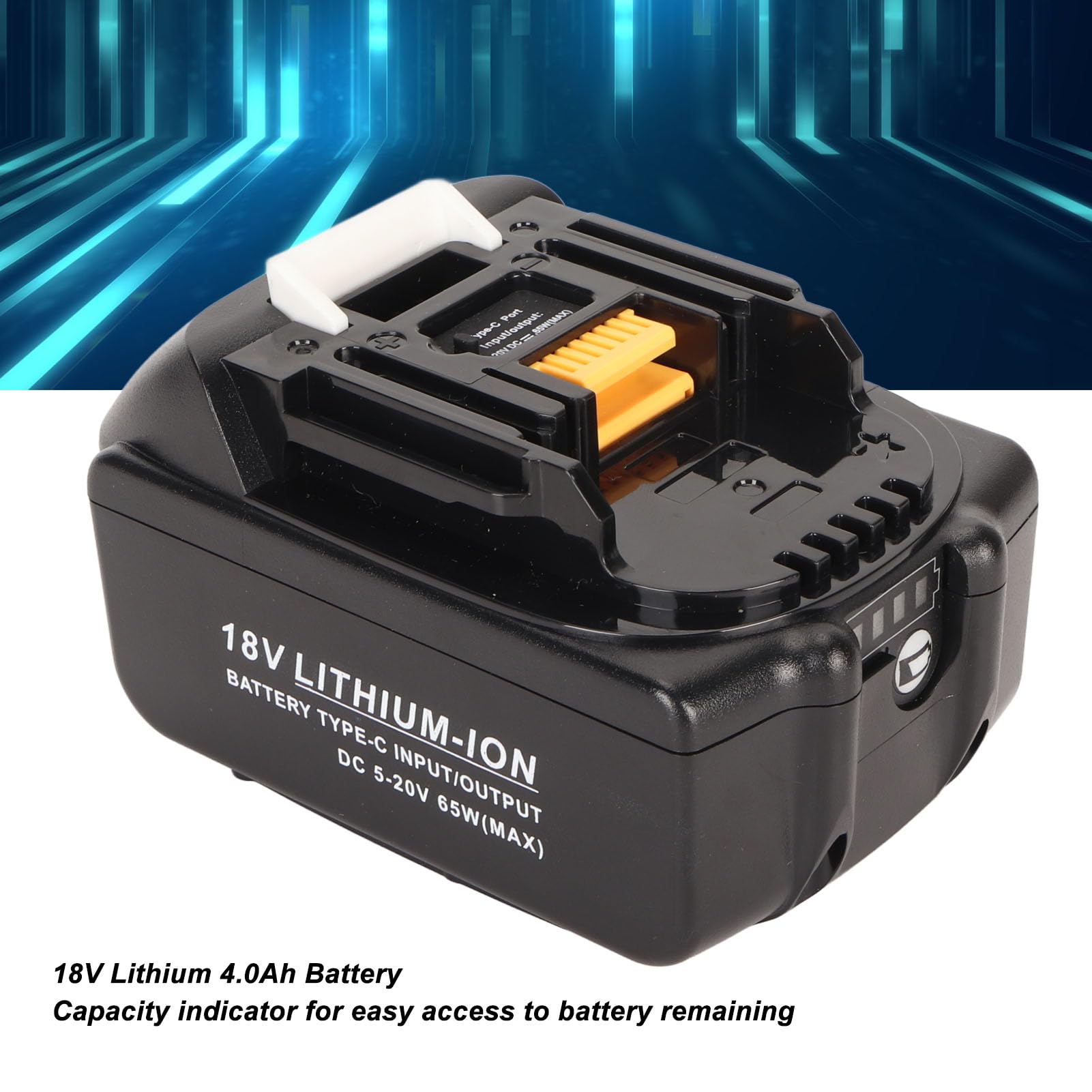 Batería de Iones de Litio de 18 V y 4,0 Ah, Repuesto para BL1840, BCF201 y BCL180, Retardante de Llama, 4000 mAh con Puerto Tipo C, batería de Alta Capacidad de 65 W para