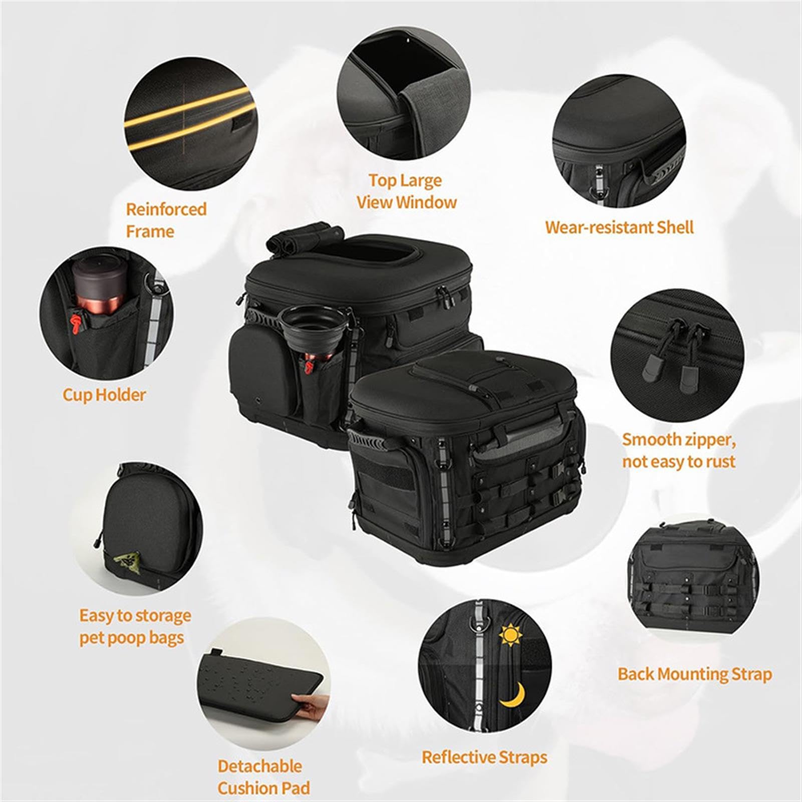 TransportíN Perros y Gatos Motocicleta, TransportíN PortáTil Mascotas, Jaula Mascotas Resistente Intemperie, para Portaequipajes o Asiento Pasajero
