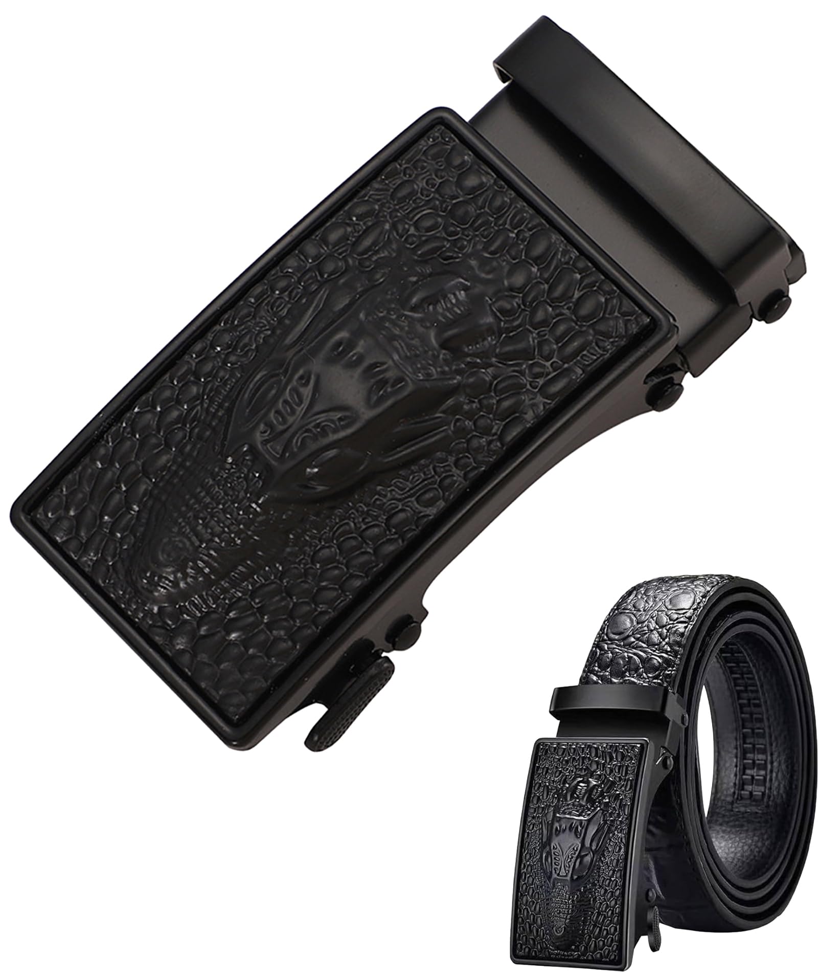 Belt Buckle Only for Men, Buckle for Belt Men, Belt Buckle, 35mm Crocodile Pattern Buckle for 3.3-3.4cm Belt Straps, Black