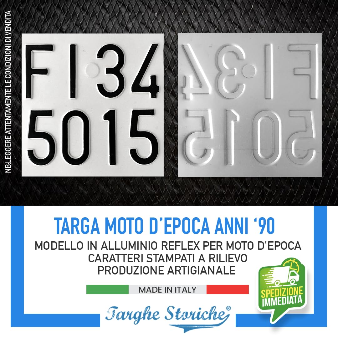 Targhe Storiche Moto Epoca Alluminio Catarifrangente Replica Personalizzata Made in Italy 1985-1994