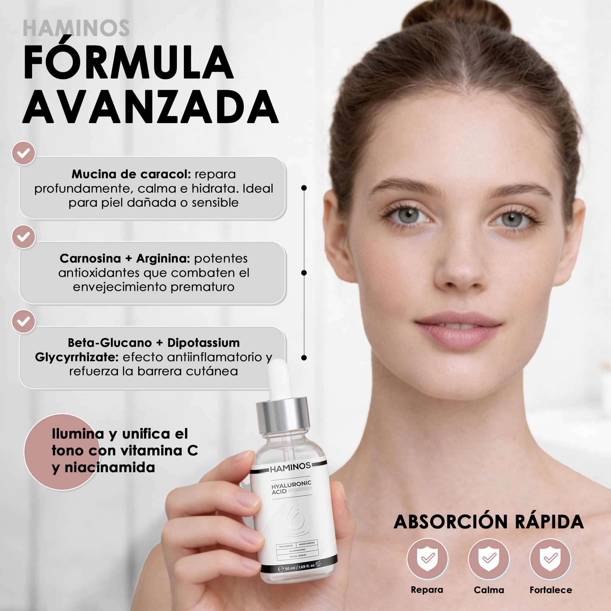 HAMINOS Masajeador Facial con Microcorrientes y Rodillo 3D, 3 Niveles de Intensidad, Masajeador Facial Eléctrico para Lifting, Rostro, Cuello, Brazos y Piernas, OBLIGATORIO USAR CON SERUM