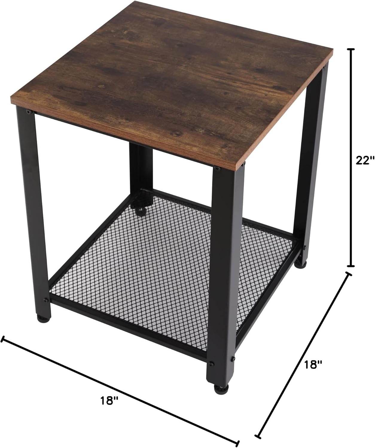 Proman Products Nova End Table ST17164, Metal Base, 17.75" W x 17.75" D x 21.75" H, Rustic Brown