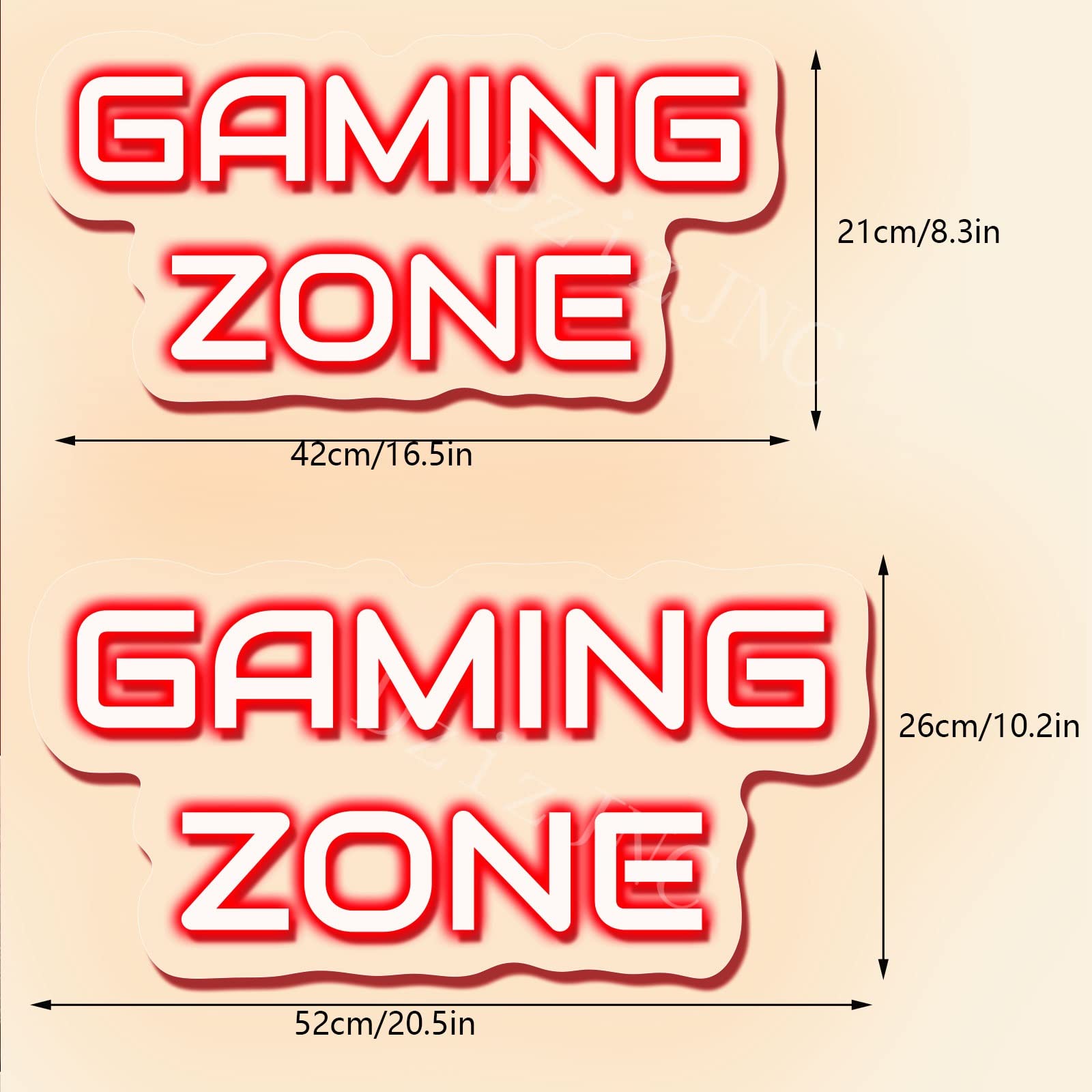 Lumières Au Néon De Zone De Jeu pour La Salle De Jeux, Décoration Murale À LED Personnalisée pour Garçons Game Room Chambre Man Cave Lampe Néon(Red,42x21cm)
