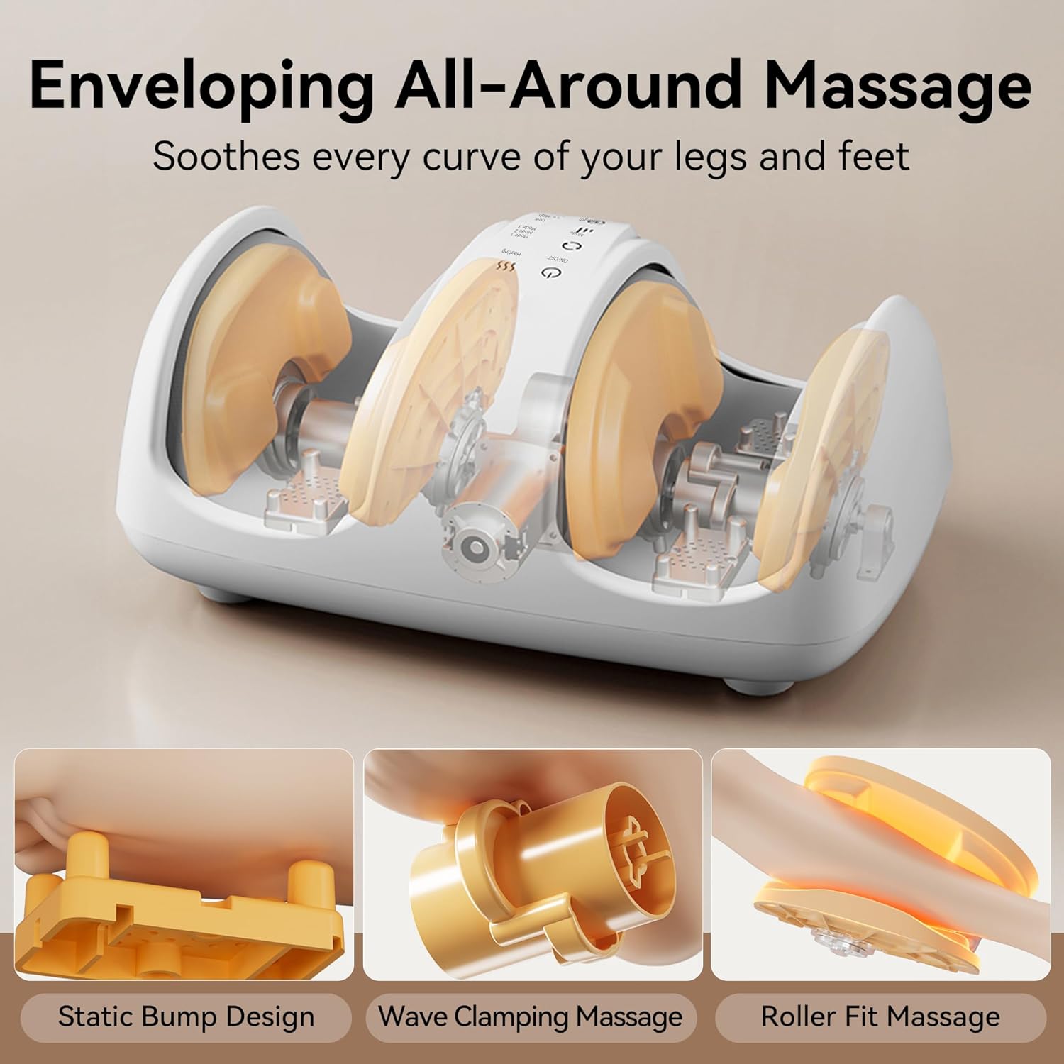 Foot and Calf Massager with Heat, Cloud Foot Massager for Neuropathy, Plantar Fasciitis and Circulation, Shiatsu Foot Massager Machine with Massage Roller for Pain Relief, Gifts for Women/Men