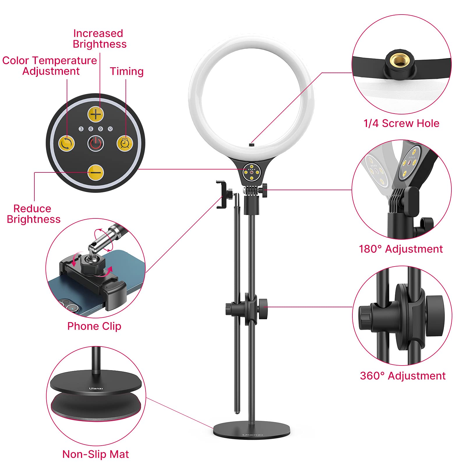 ULANZI Topshot - Linterna de bolsillo con trípode