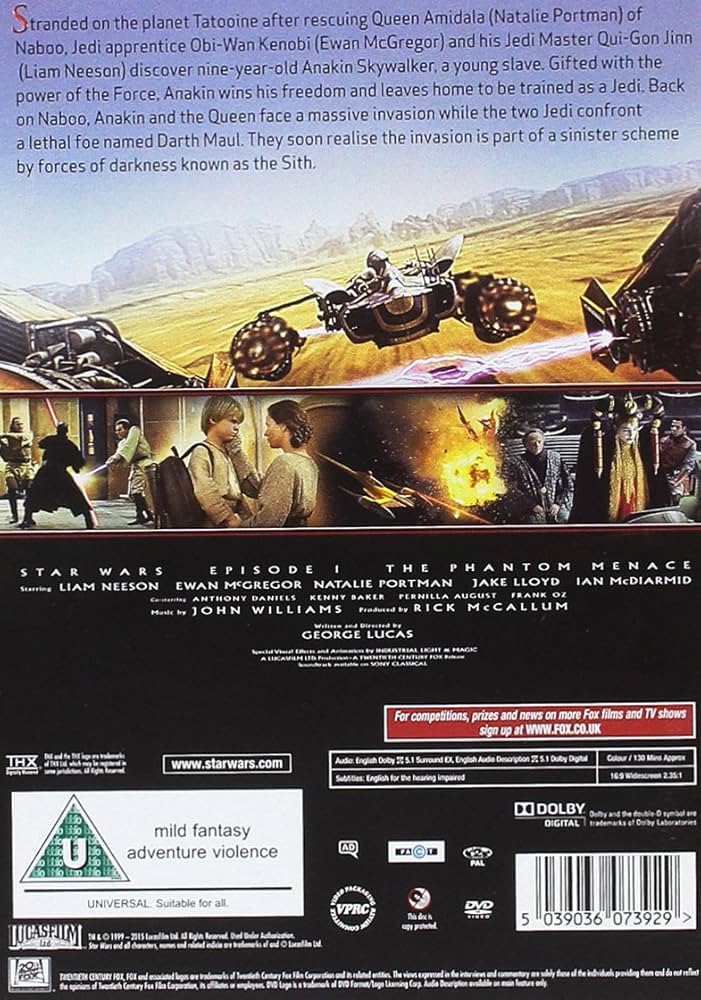 Amazon.com: Star Wars: Episode I - The Phantom Menace [DVD