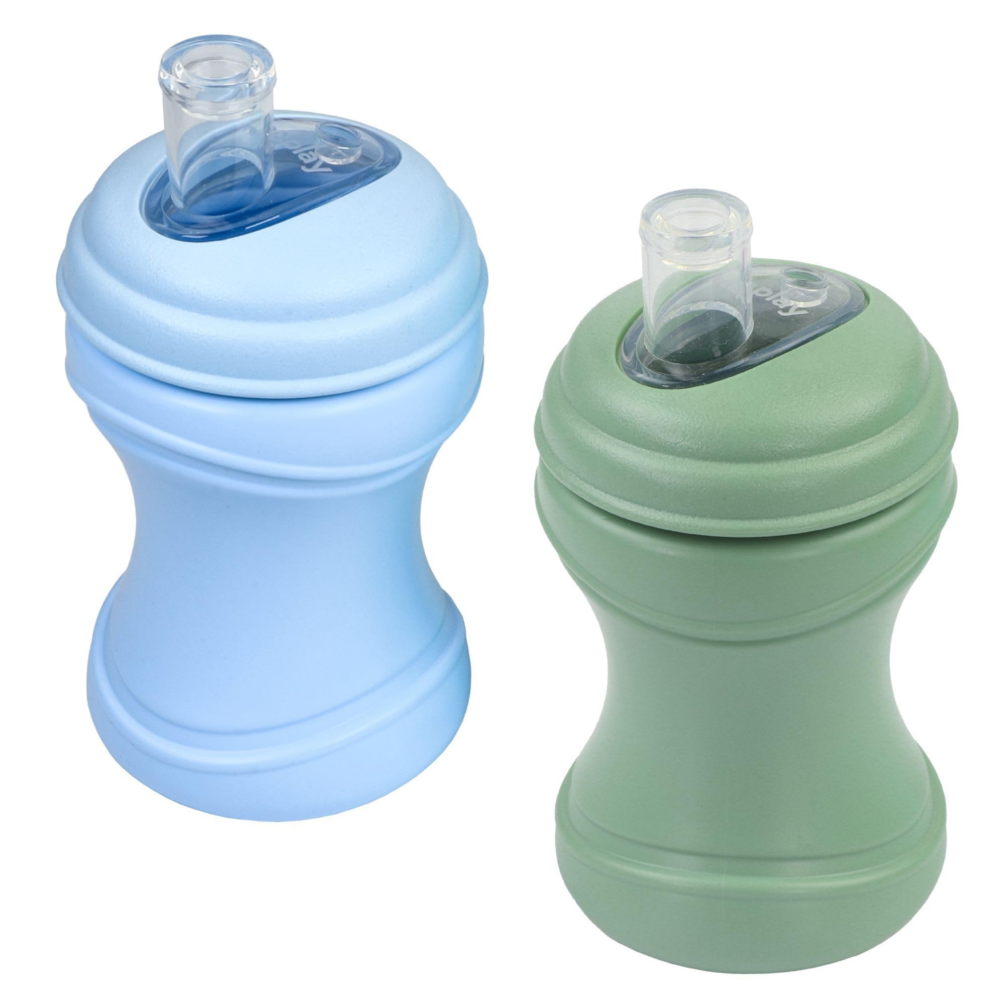 Re-Play Transition Sippy Cups for 1 Year-Old - Medical Grade Silicone Soft Spout & Travel Lid, Easy to Hold Hourglass Shape, Made in USA - 8 Oz. - Set