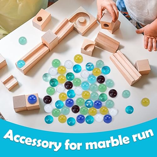 Miniatura 5 de Poplay - 50 hermosas canicas de jugador para juegos de canicas, varios colores (1 silbato gratis)