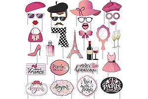 30 pcs Paris Photo Props Kit, Eiffel Tower Birthday Party Decorations for...