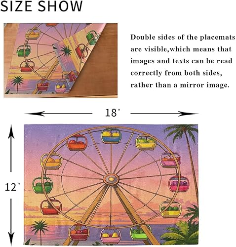 Miniatura 8 de Divertidos manteles individuales personalizados con diseño rústico para mesa de cocina, lavables, 6 unidades, 12 x 18 pulgadas, para mesa de comedor
