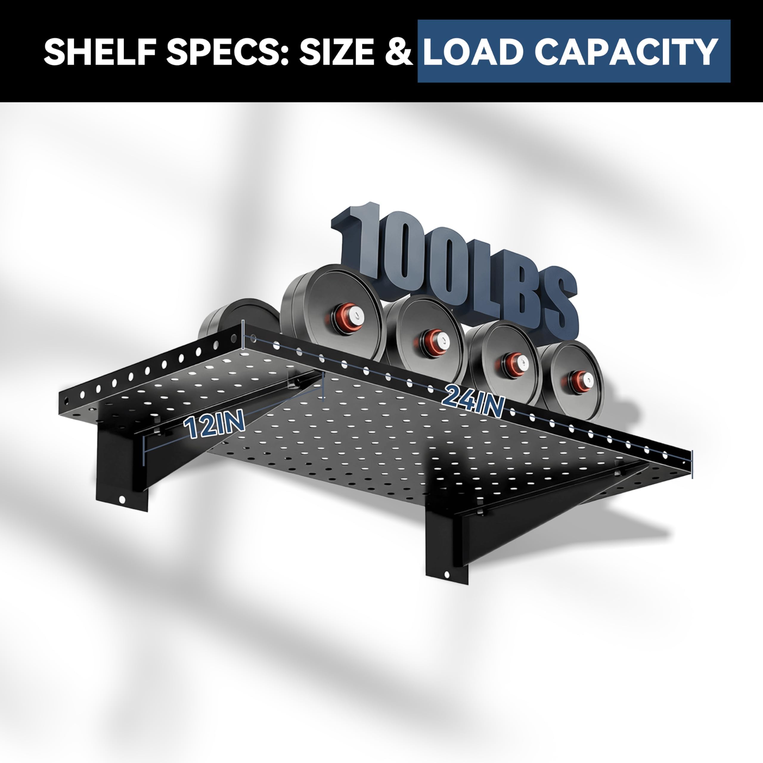 Garage Wall Shelving - 2 Pack, Black -3 Garage Wall Shelving - 2 Pack, Black -3