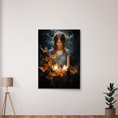 Yoga Wall Art, Canvas Prints Yoga Meditation Studio Room Decorations Tie Dye Hippie Psychedelic Poster with Frame Meditating Peace Wall Art Hanging