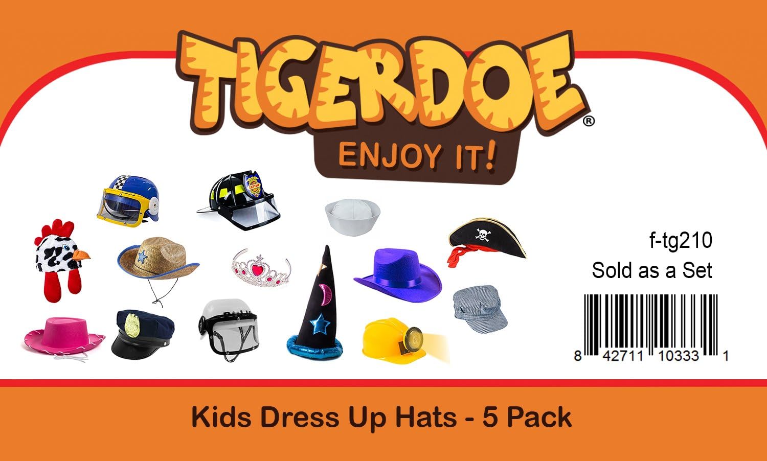 Tigerdoe Costume Hats for Kids - 5 Pc Set Assorted Party Hats - Holiday Themed Headwear for Birthday Photobooths and Dress Up Play