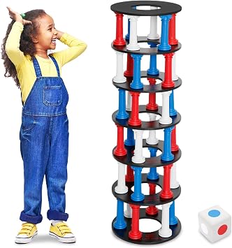E-Jet Tumbling Giant Tower Game Stacking Games for Adults & Teens - Party Games & Table Games Night, Multicolor Jumbo EOL249402021