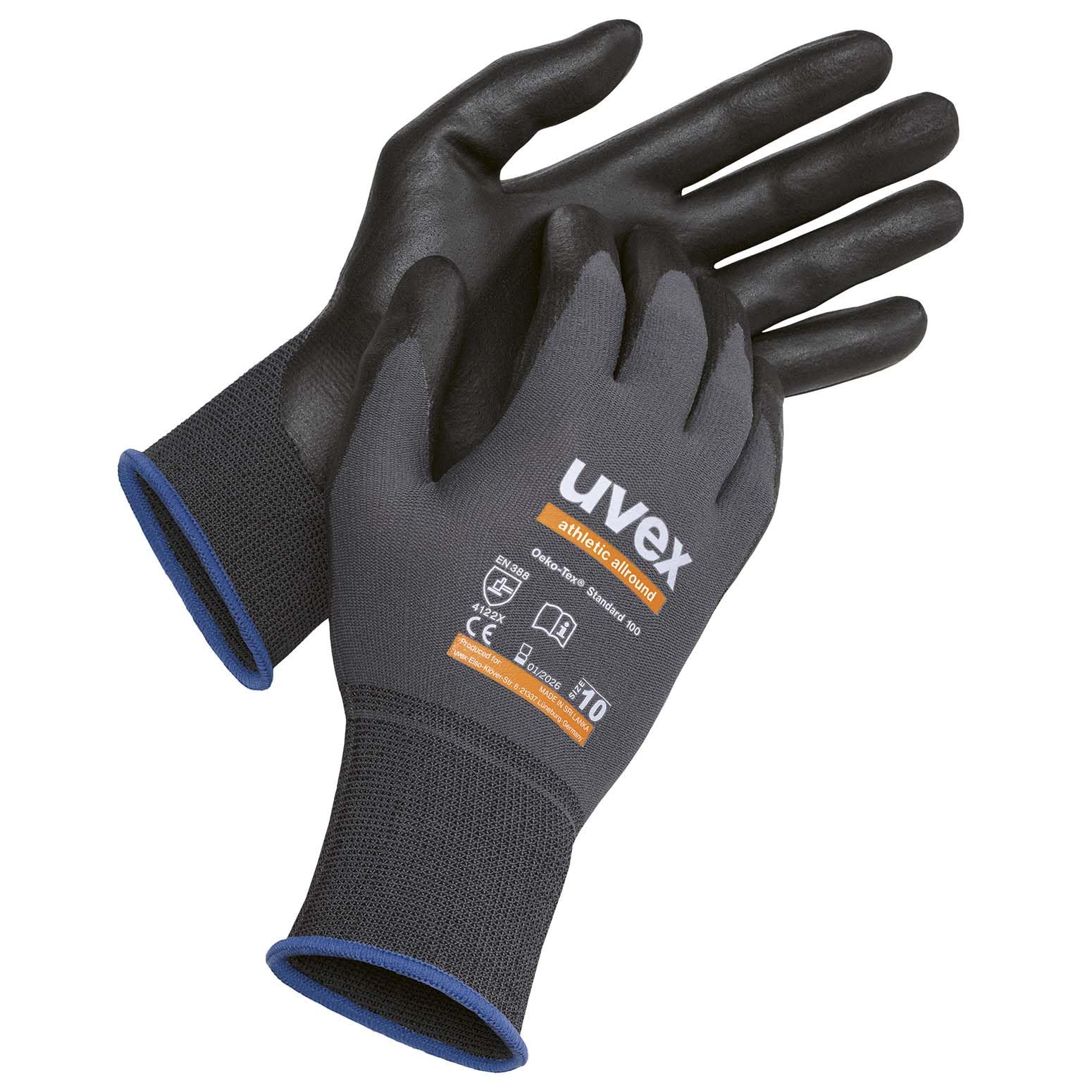 Uvex Unisex Allround Athletic Gloves - anthracite/grey - size 8