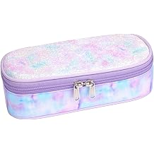 Bagseri Pencil Case for Boys - Cute Pencil Case for Kids, Large Capacity Pencil Pouch Organizer for Student Pencil Box Glitter Purple Tie-dye