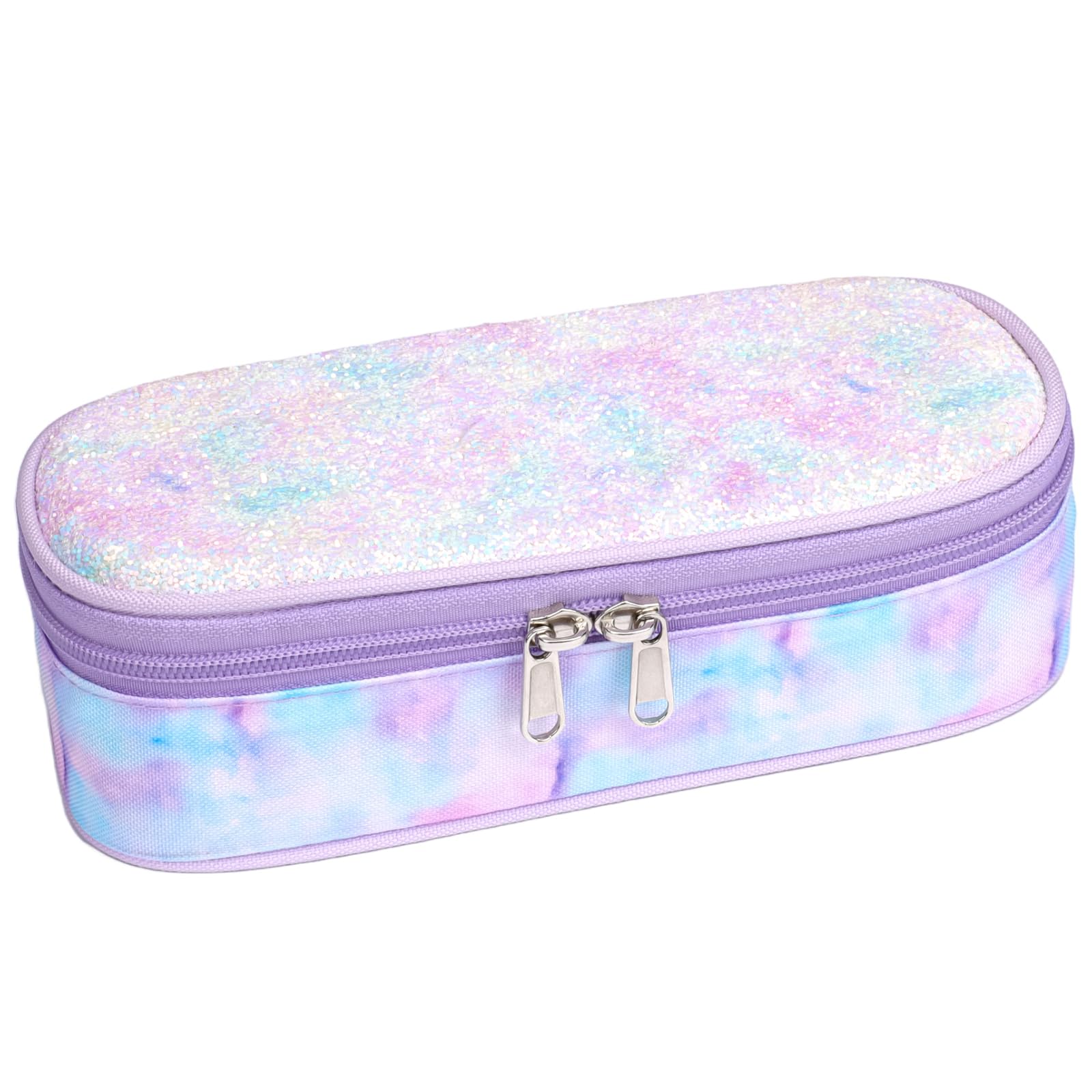 Bagseri Pencil Case for Boys - Cute Pencil Case for Kids, Large Capacity Pencil Pouch Organizer for Student Pencil Box (Glitter Purple Tie-dye) — image 1