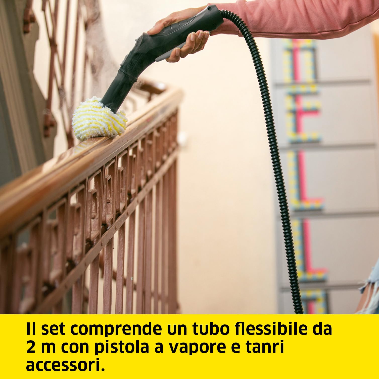 Kärcher Pulitore a Vapore SC 2 EasyFix, Pronto in 6,5min, 1500 W, Serbatoio 1 litro, Area 75m², Include Bocchetta pavimenti e panno EasyFix, Bocchetta Manuale e Panno, Spazzola Tonda