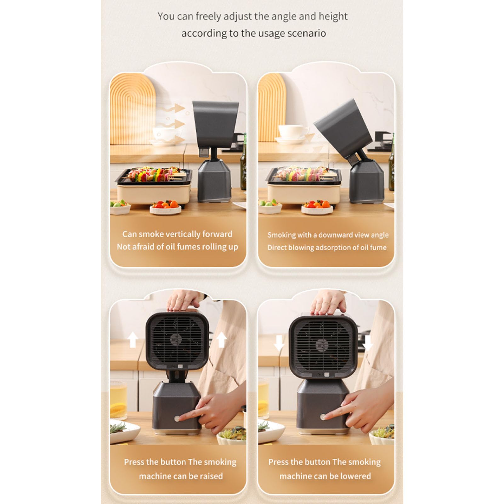 Ejoyous Tragbare Mini-Dunstabzugshaube mit 2 Geschwindigkeitsstufen, Abnehmbarem Filter, Ölauffangschale für Wohnung, Wohnmobil, Kochen, Grillen