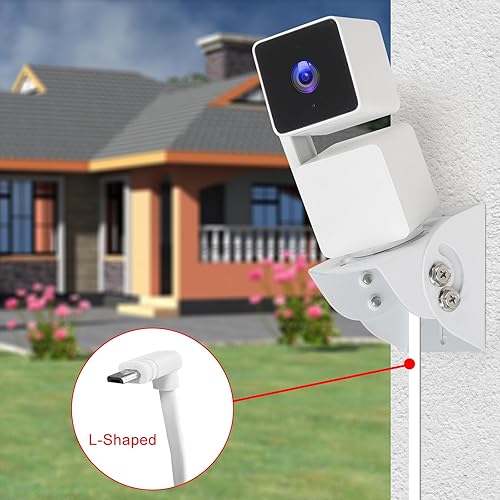 Miniatura 6 de Uogw Paquete de 2 adaptadores de corriente compatibles con WYZE Cam Pan V3, con cable de alimentación de 90 grados y 20 pies de largo para WYZE Cam