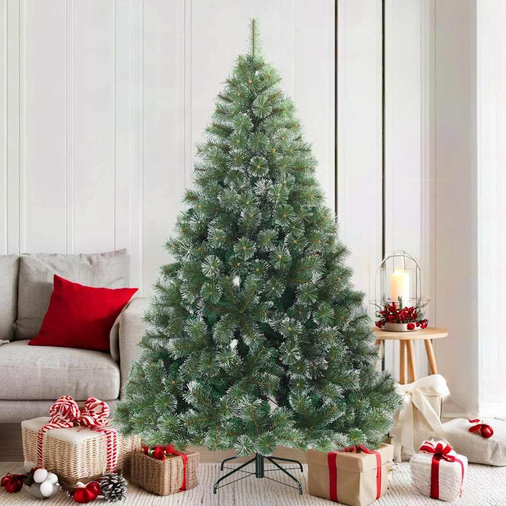 Árbol de Navidad artificial plegable moderno de 180 cm, cubierto de nieve, ramas de PVC, soporte de hierro, para interior y exterior, decoración festiva