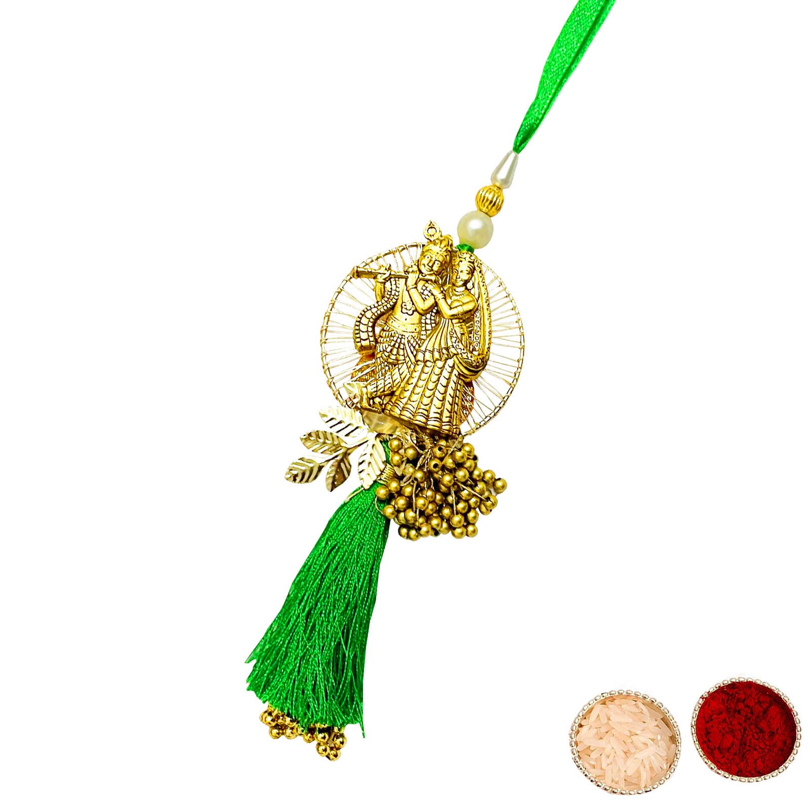 Buyent Enterprises Elegant Kundan lumba rakhi for bhabhi radha krishna chuda rakhi for bhabhi sister womens rakhi with roli chawal pack (B0D9P5Y38B) Amazon Price History, Amazon Price Tracker