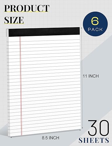 Miniatura 2 de Paquete de 6 blocs legales de 8.5 x 11 pulgadas para suministros de oficina, blocs de papel de 8.5 x 11 pulgadas, blocs de notas blancas para el