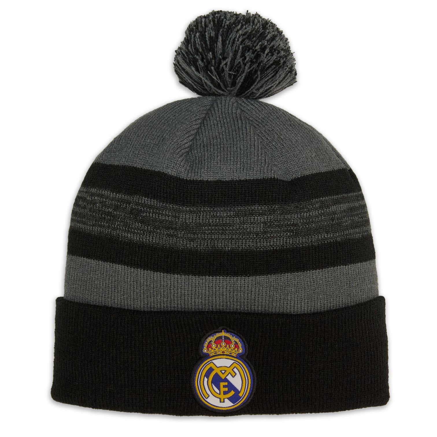Icon Sports 2024 Compatible with Real Madrid Official Grey with Black Line Pattern Beanie