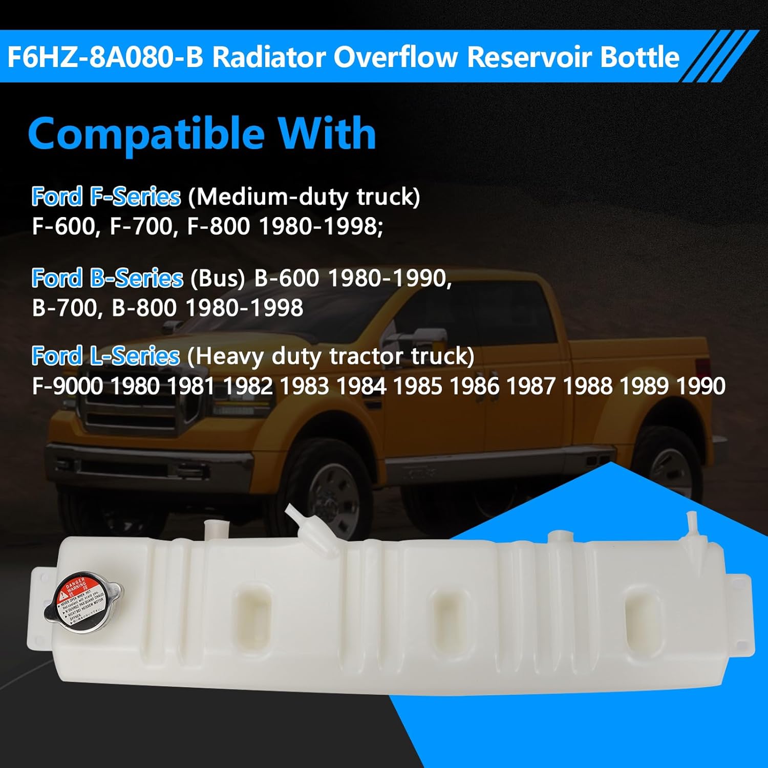 F6HZ-8A080-B Radiator Overflow Reservoir Bottle Compatible with Ford Truck F600 F700 F800 1980-1998 Replaces F6HZ8A080B F5HT-8A080-HA