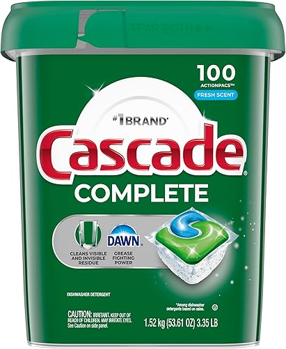 Miniatura 12 de Cascade Cápsulas completas para lavavajillas, detergente para lavavajillas, tabletas de detergente para platos, frescas, 100 unidades