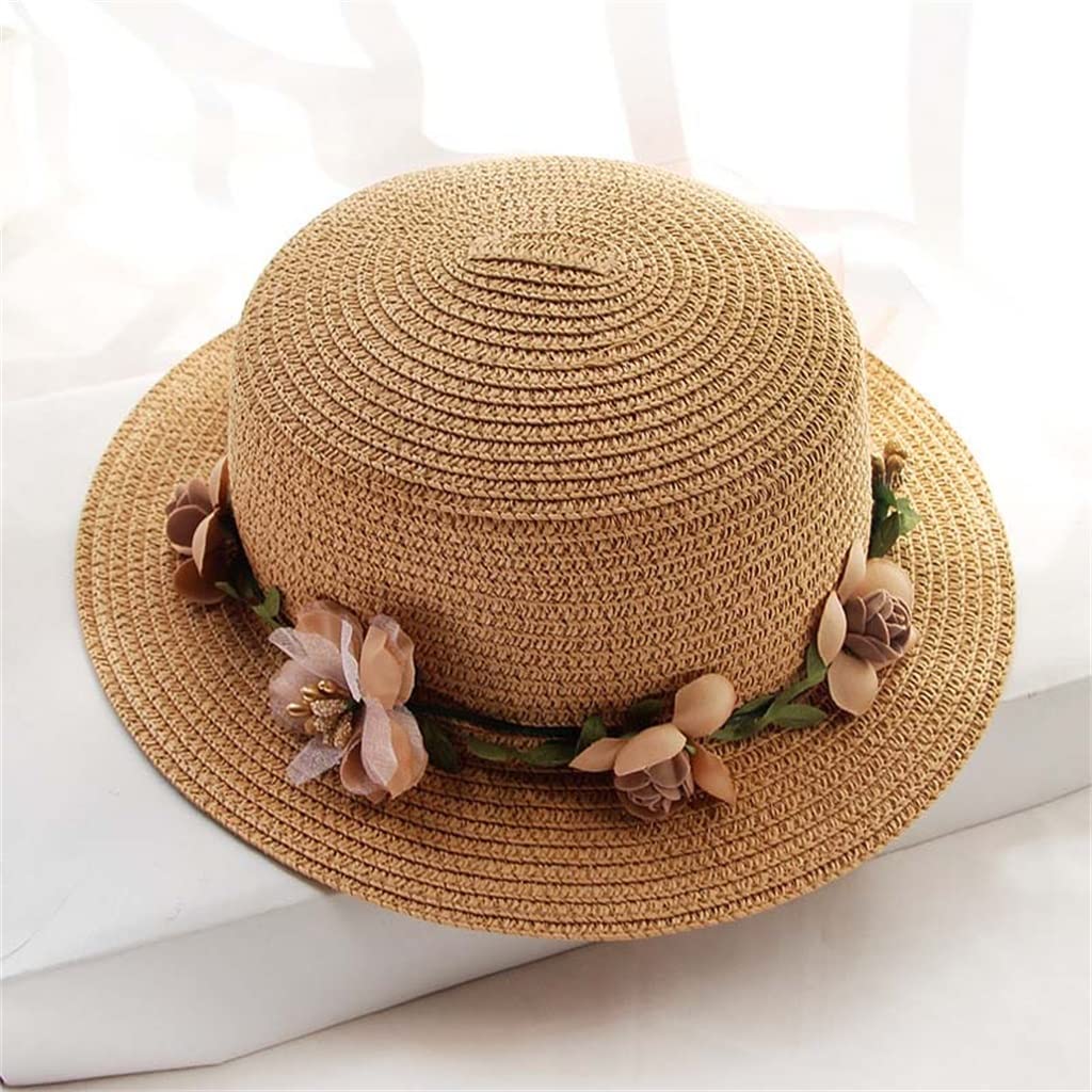 Garland Sombrero de Paja Sombrero para el Sol Plegable Verano Mujer Protector Solar Sombrilla Junto al mar Sombrero de Playa (Color : B, Size : 56-58cm) (B 6 7/8)