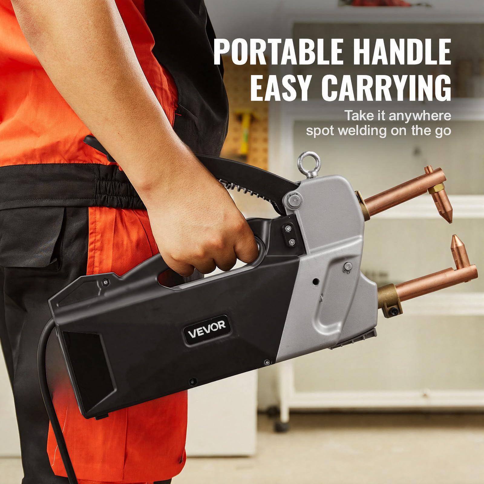 VEVOR Soudeuse par Points Portable pour Tôles 4 mm Épaisseur Poste de Soudage par Points Portatif Puissance d'Entrée 8,1 kVA Machine à Souder Compacte 4200 A Pistolet de Soudage Portatif avec Poignée