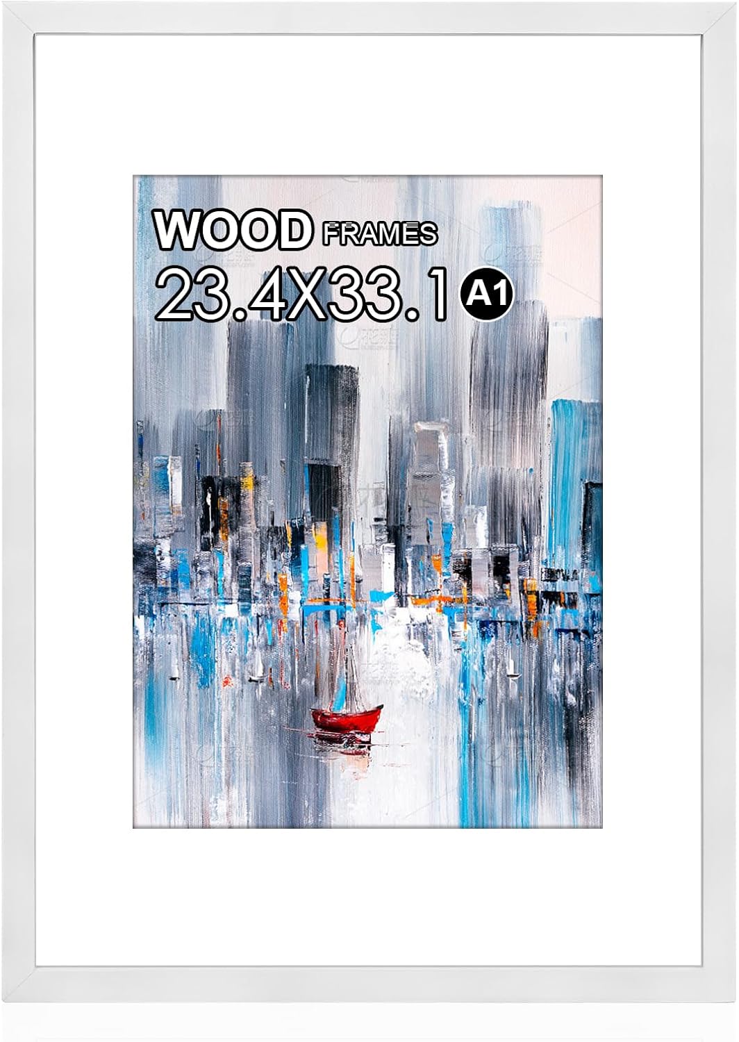 HOHIYO A1 Poster Frame,23.4x33.1in Natural Soild Wood White Picture