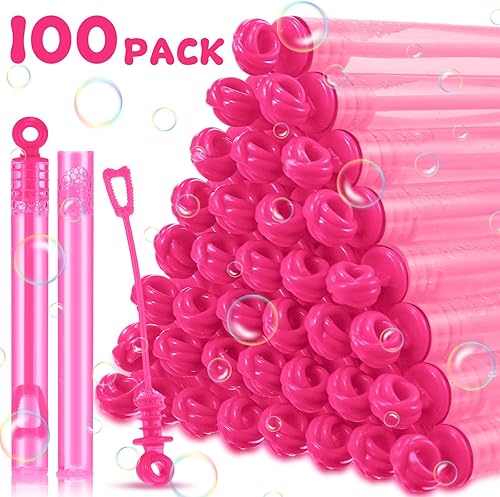 Shappy 100 piezas de mini varitas de burbujas de burbujas para niños, varitas de burbujas de rosas a granel para verano al aire libre, fiesta, baño,