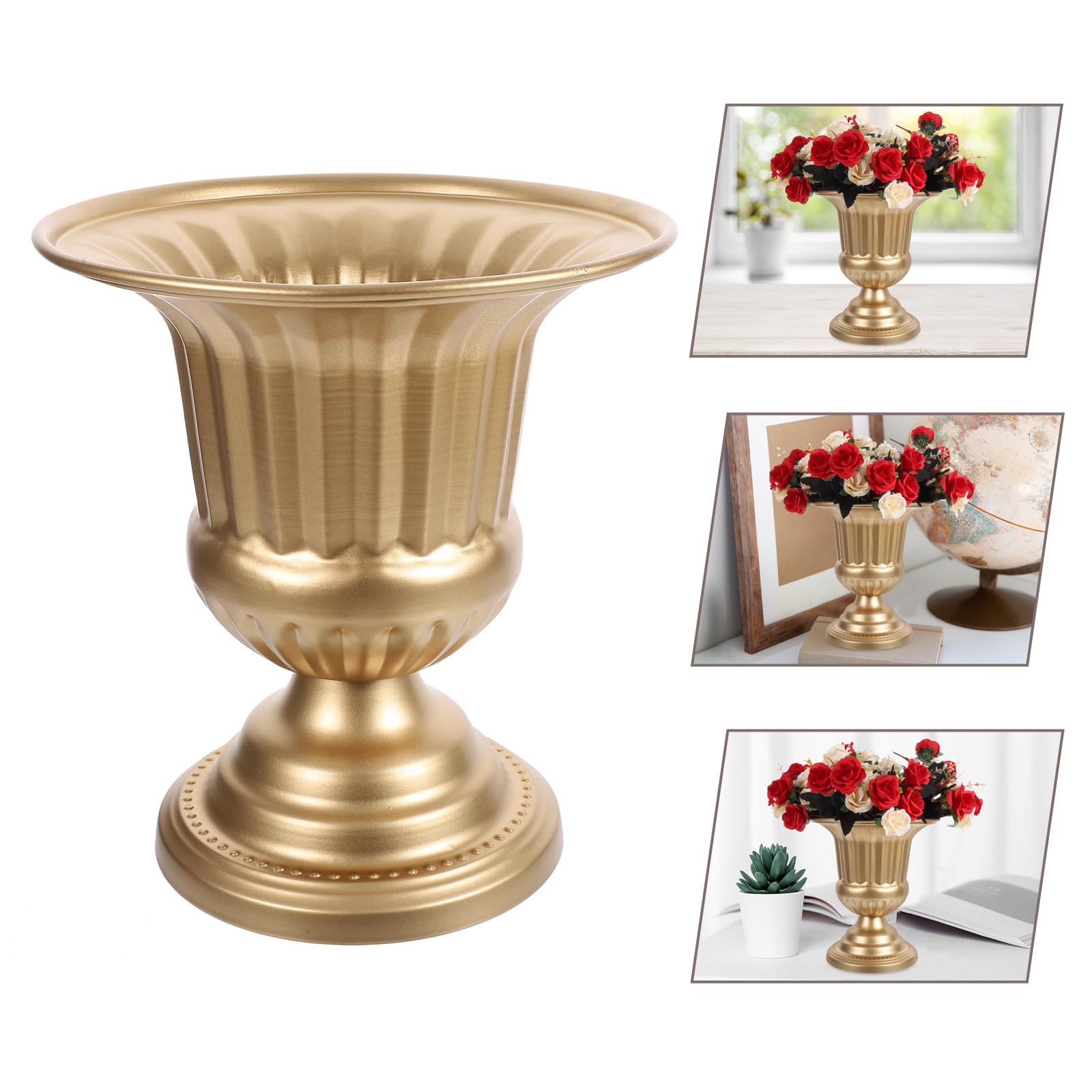 ARTIBETTER Goldene Vintage Metall Blumenvase Tischdeko Blumenhalter Eisen Blumentopf für Wohnraum und Hochzeitsfeier