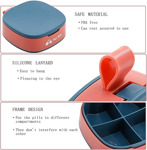 Miniatura 2 de Pastillero de 4 compartimentos para bolso, organizador portátil de medicamentos, organizador diario de vitaminas, estuche pequeño para pastillas,