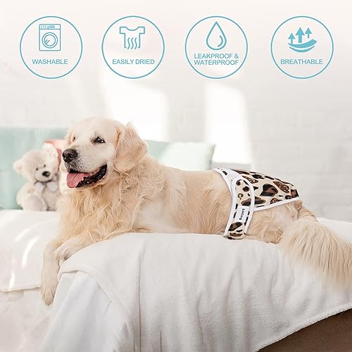 Miniatura 10 de Avont Paquete de 3 pañales lavables para perras (pequeñocintura de 8 a 13.5 pulgadas), pañales reutilizables de alta calidad, altamente absorbentes,